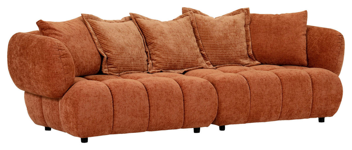 BIGSOFA in Flachgewebe Rostfarben  - Rostfarben/Schwarz, Konventionell, Kunststoff/Textil (264/72/101cm) - Carryhome