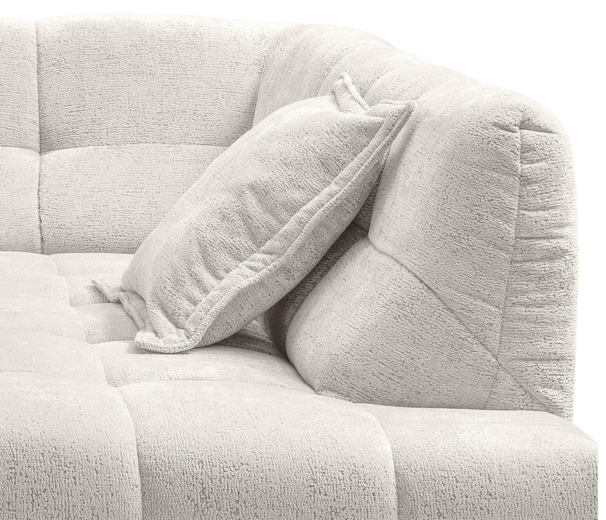 ECKSOFA ITALIA Creme Chenille  - Creme/Schwarz, MODERN, Kunststoff/Textil (254/203cm) - Livetastic