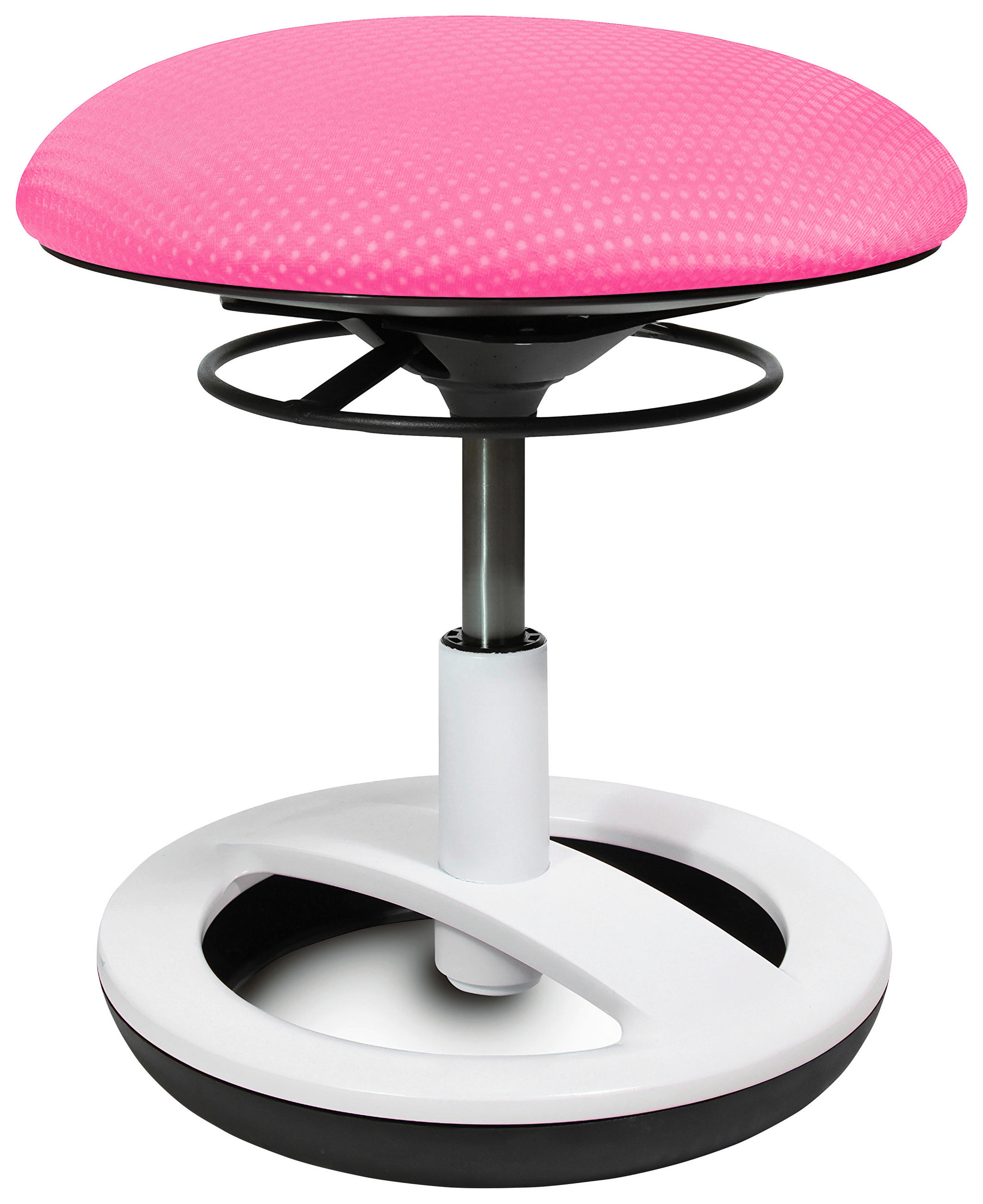 DREHHOCKER in Kunststoff, Textil Schwarz, Weiß, Pink  - Pink/Schwarz, Basics, Kunststoff/Textil (38,5/38-46/38,5cm) - Ben'n'jen