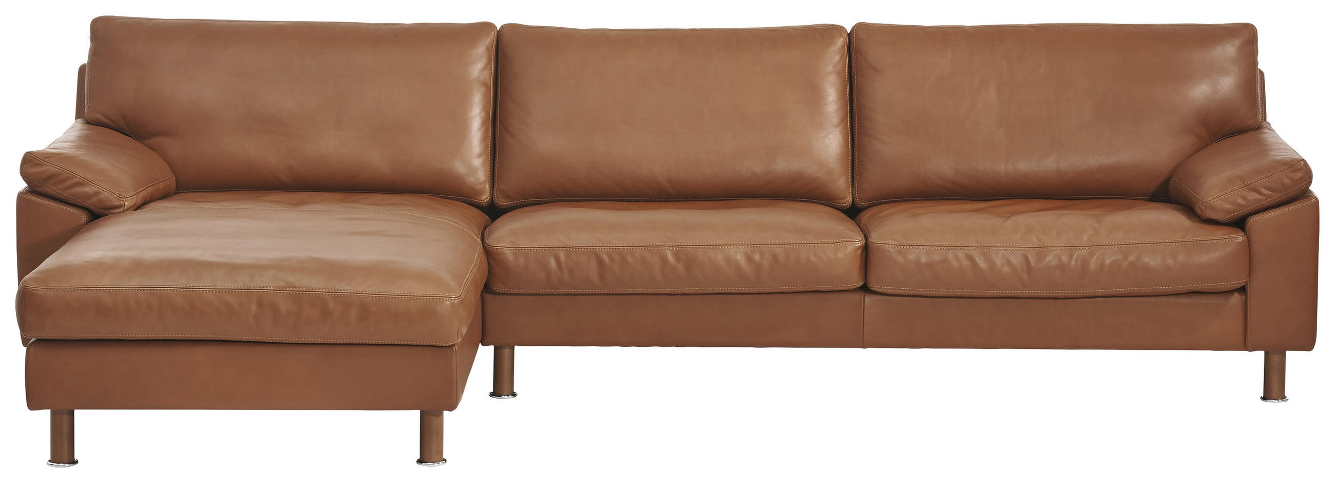 WOHNLANDSCHAFT Braun Echtleder - Braun, KONVENTIONELL, Leder/Holz (165/293cm) - Erpo