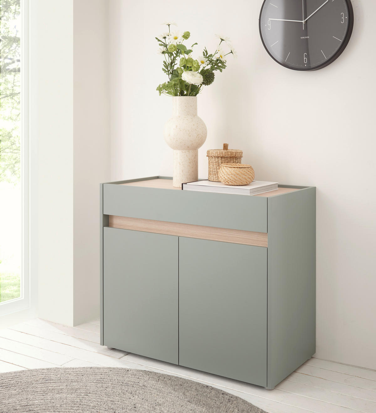 SCHUHSCHRANK Eichefarben, Salbeigrün  - Eichefarben/Salbeigrün, Design, Holzwerkstoff/Kunststoff (80/70/40cm) - Modante