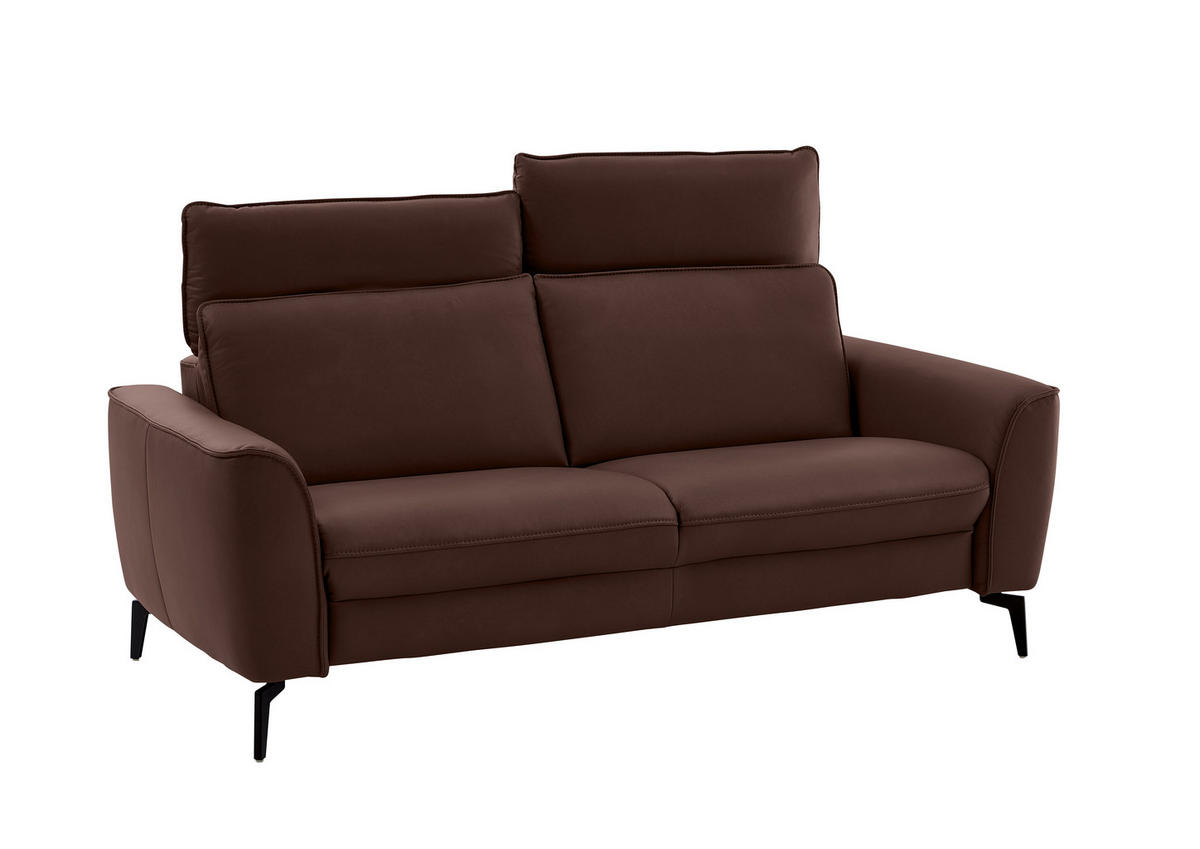 2,5-SITZER in Echtleder Braun  - Schwarz/Braun, Natur, Leder/Metall (194/81/110cm) - Valdera