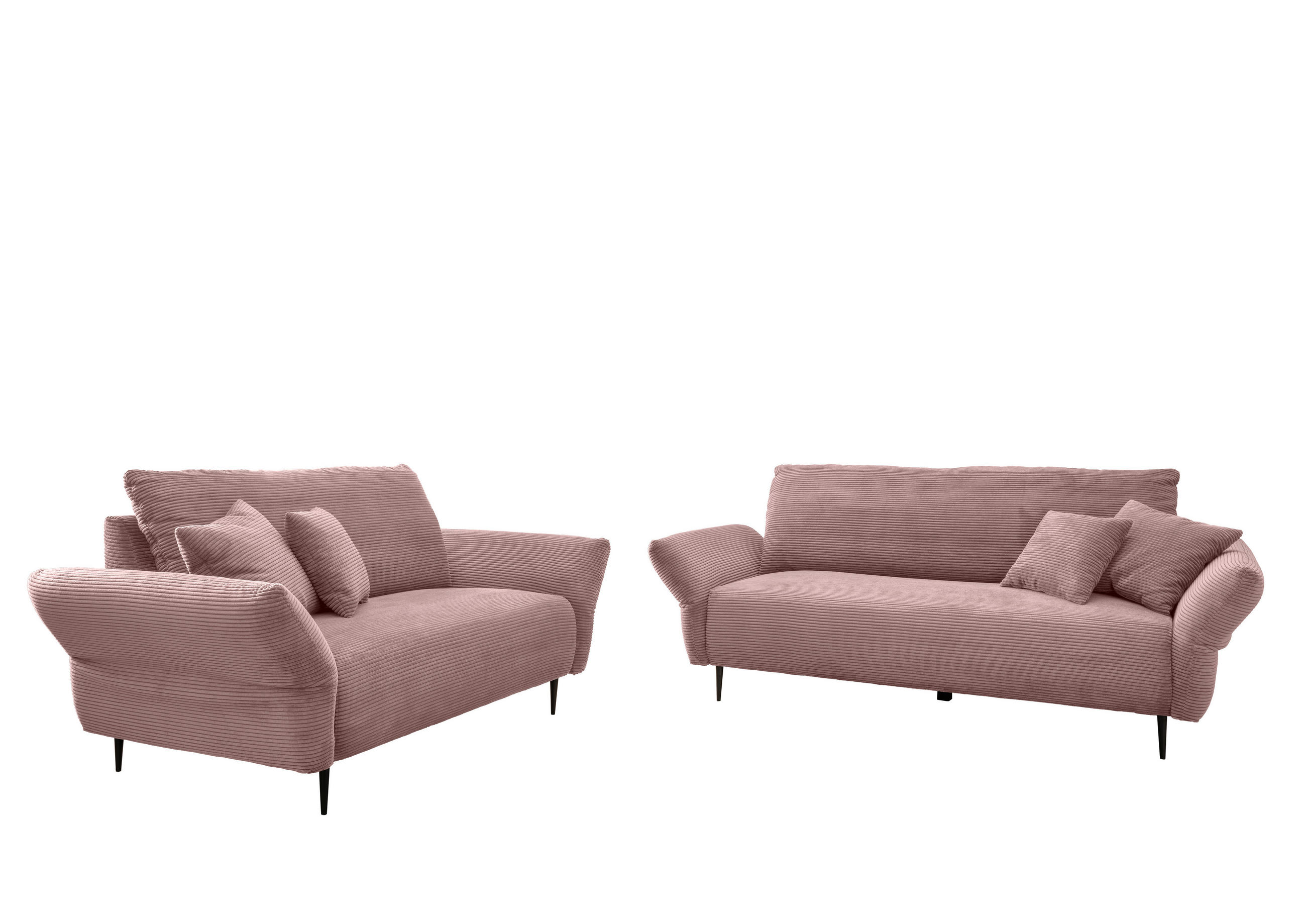 SITZGARNITUR in Cord Rosa  - Schwarz/Rosa, Design, Textil/Metall - Livetastic