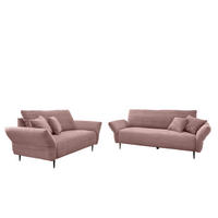 SITZGARNITUR in Cord Rosa  - Schwarz/Rosa, Design, Textil/Metall - Livetastic