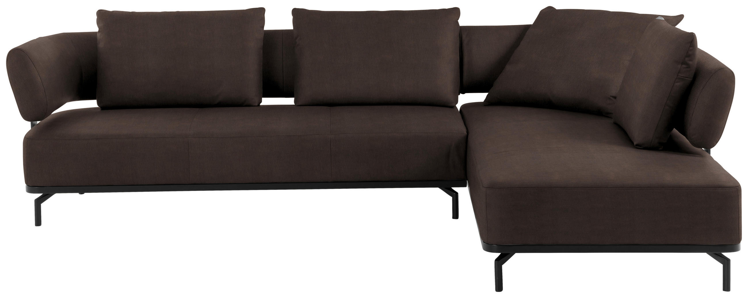 ECKSOFA in Echtleder Dunkelbraun  - Dunkelbraun/Schwarz, Design, Leder/Metall (302/237cm) - Dieter Knoll