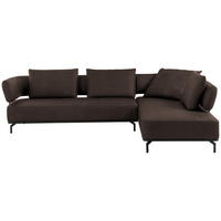 ECKSOFA in Echtleder Dunkelbraun  - Dunkelbraun/Schwarz, Design, Leder/Metall (302/237cm) - Dieter Knoll