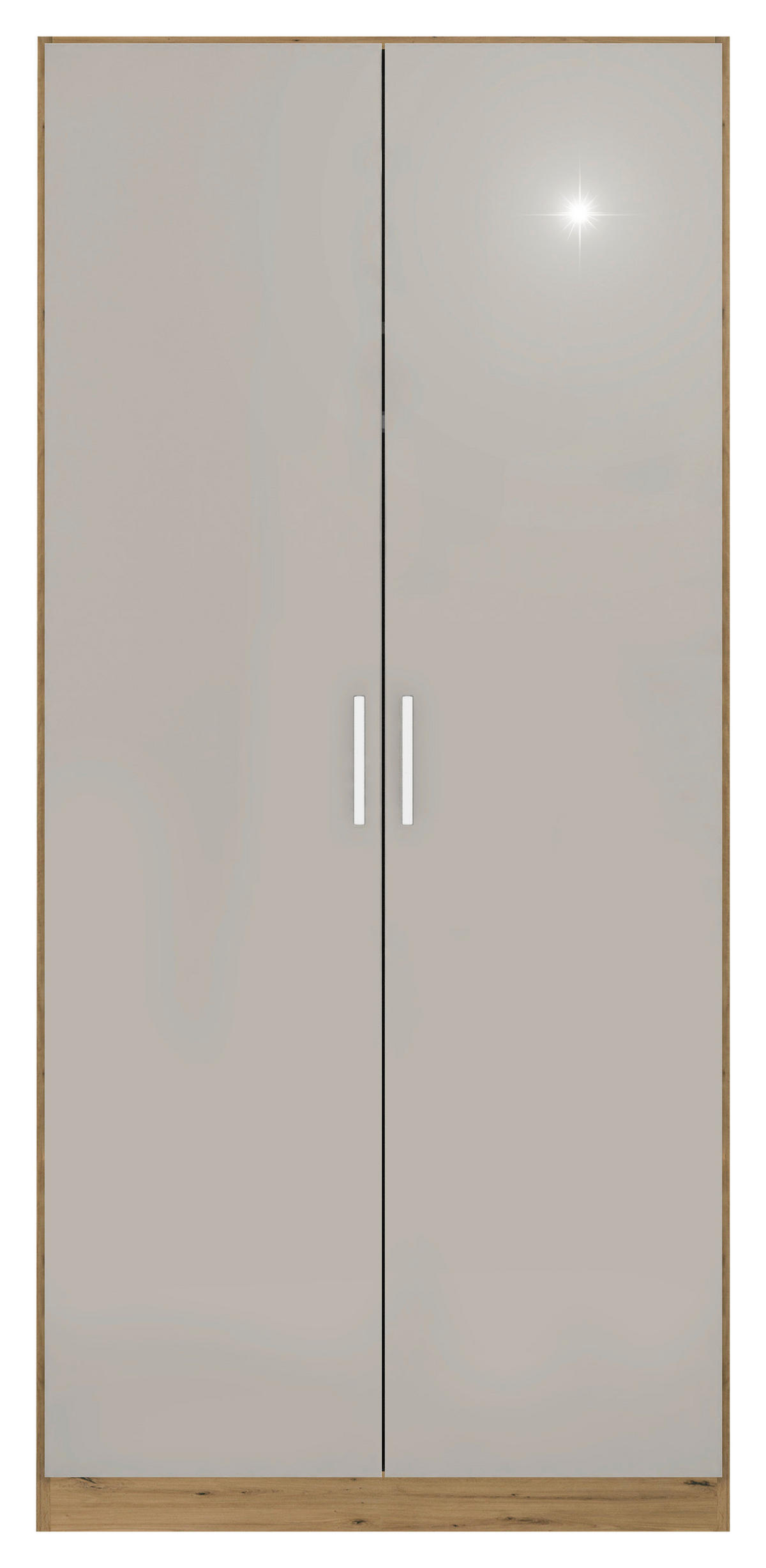 DREHTÜRENSCHRANK 91/210/54 cm 2-türig Hellgrau, Eiche Artisan  - Chromfarben/Hellgrau, MODERN, Holzwerkstoff/Kunststoff (91/210/54cm) - Rauch Möbel