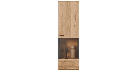 HÄNGEVITRINE in Eichefarben   - Eichefarben/Anthrazit, Natur, Glas/Holz (38/127/35cm) - Valnatura