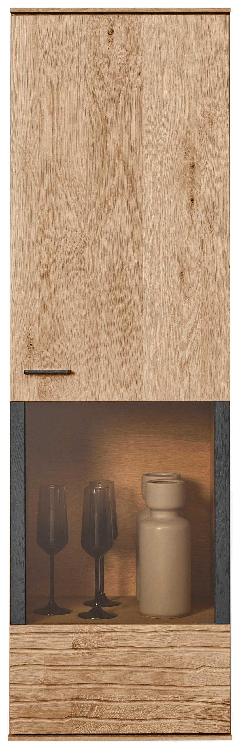 HÄNGEVITRINE in Eichefarben   - Eichefarben/Anthrazit, Natur, Glas/Holz (38/127/35cm) - Valnatura