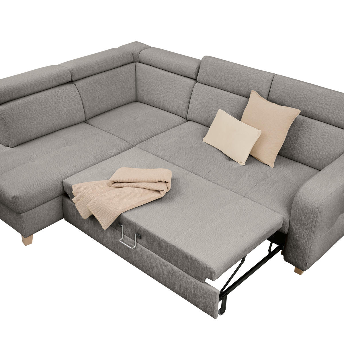 ECKSOFA inkl. Funktionen Dunkelgrau Samt  - Dunkelgrau, Design, Holz/Textil (206/261cm) - Venda