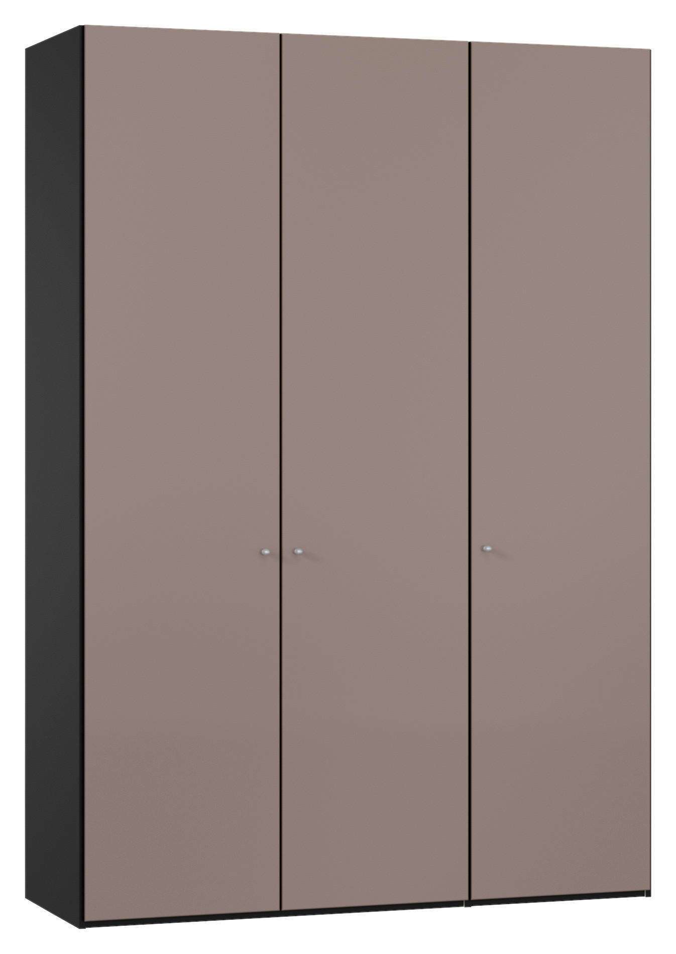 DREHTÜRENSCHRANK 152/220/40 cm,  in Braun, Schwarz, 3-türig  - Silberfarben/Schwarz, Design, Glas/Holzwerkstoff (152/220/40cm) - Jutzler