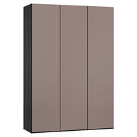 DREHTÜRENSCHRANK 152/220/40 cm,  in Braun, Schwarz, 3-türig  - Silberfarben/Schwarz, Design, Glas/Holzwerkstoff (152/220/40cm) - Jutzler