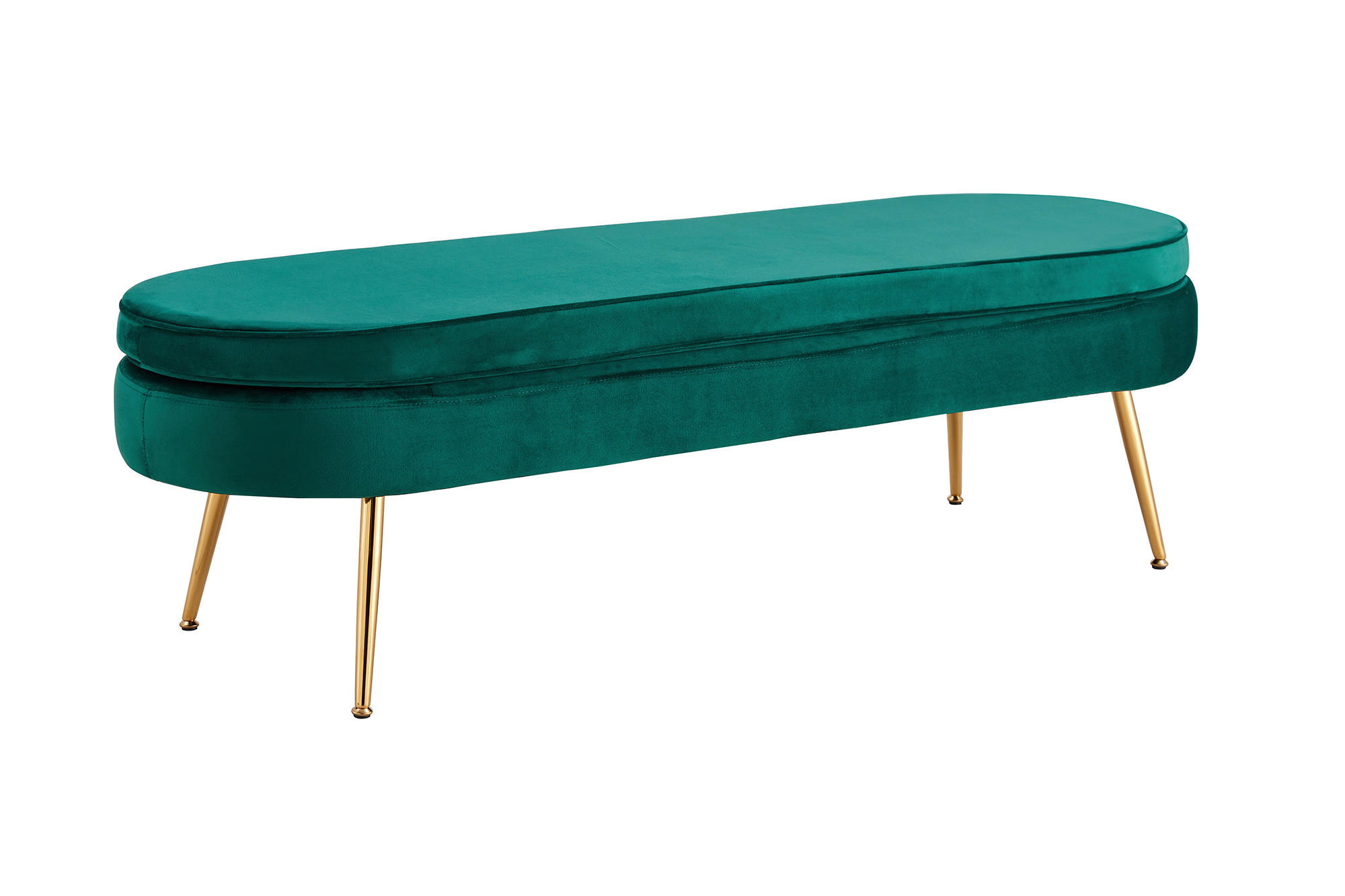 HOCKER in Textil Grün - Goldfarben/Grün, MODERN, Textil/Metall (142/41/45cm) - Livetastic