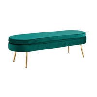 HOCKER in Textil Grün  - Goldfarben/Grün, MODERN, Textil/Metall (142/41/45cm) - Livetastic