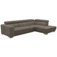 ECKSOFA in Chenille Hellbraun  - Chromfarben/Hellbraun, Design, Textil (301/207cm) - Xora