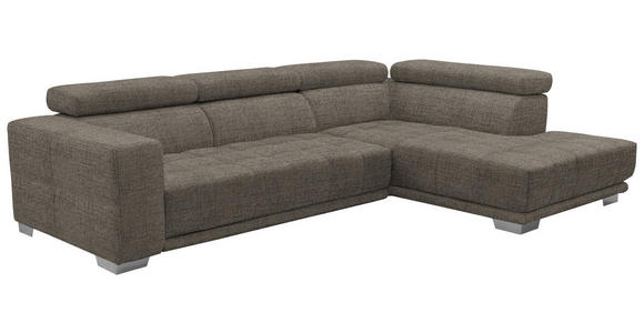 ECKSOFA in Chenille Hellbraun 301/207 cm - Chromfarben/Hellbraun, Design, Textil (301/207cm) - Xora