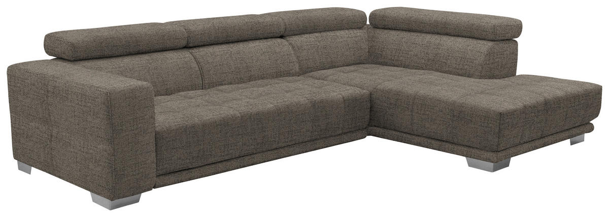 ECKSOFA in Chenille Hellbraun  - Chromfarben/Hellbraun, Design, Textil (301/207cm) - Xora