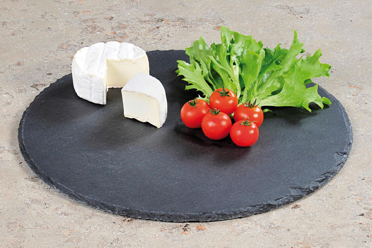 SERVIERPLATTE  35,5 cm    - Schwarz, Basics, Stein (35,5cm) - Homeware Profession.