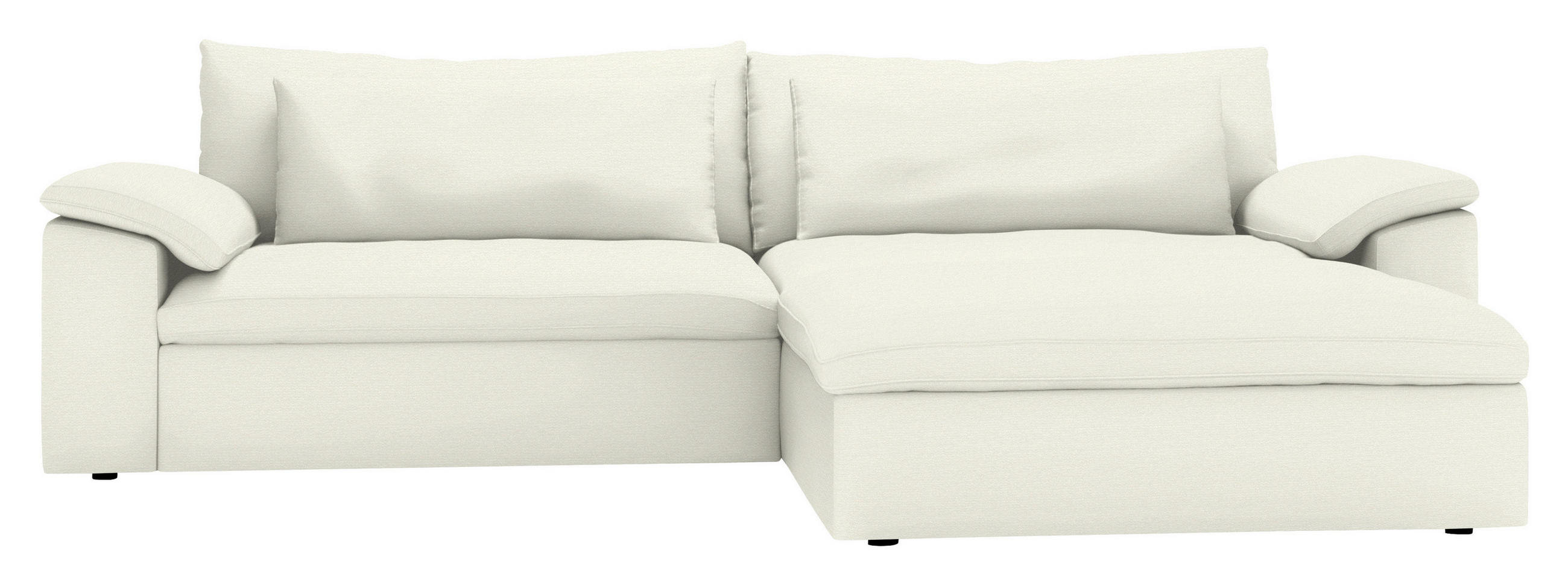 ECKSOFA  Chenille Creme  - Creme/Schwarz, Modern, Kunststoff/Textil (306/198cm) - Carryhome