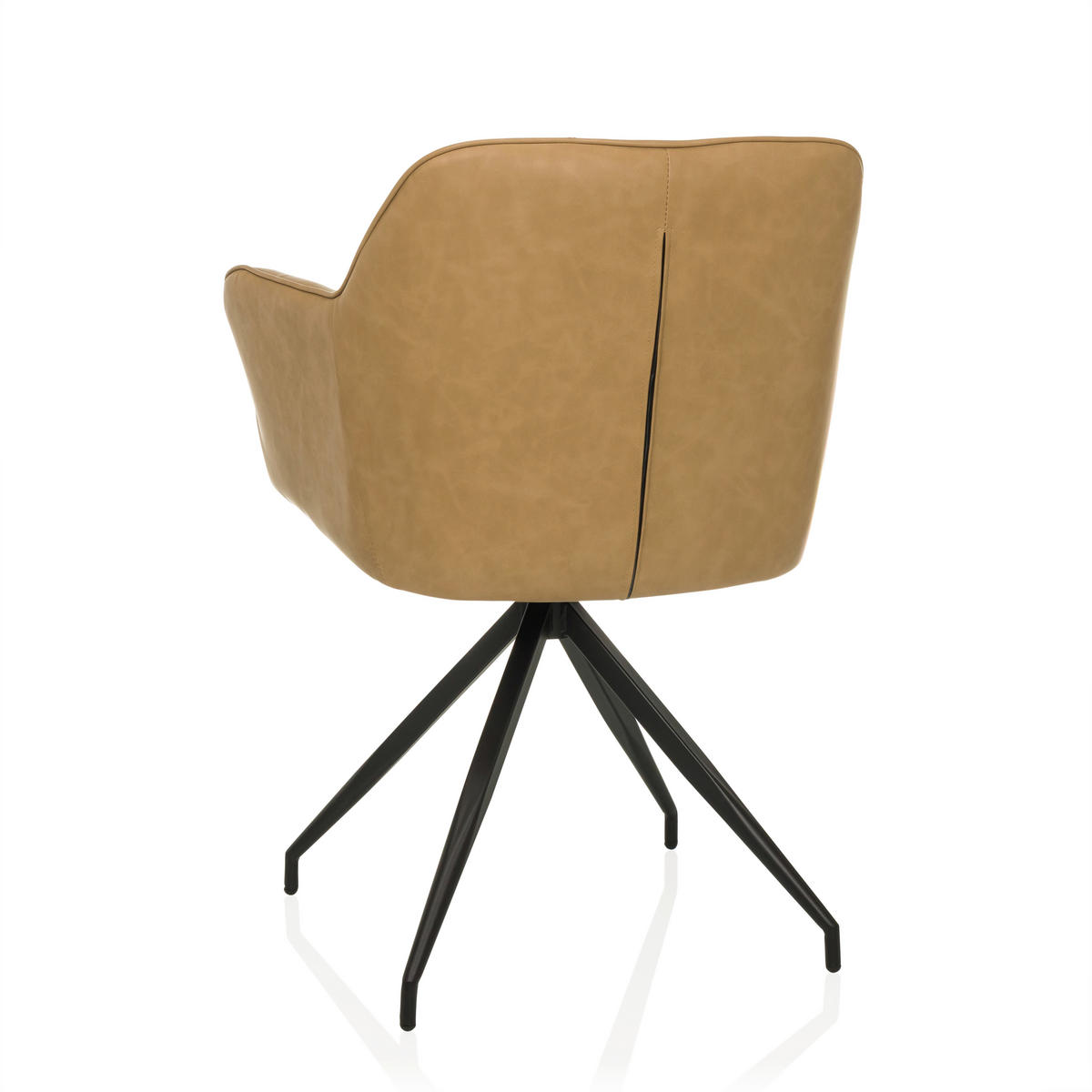 ARMLEHNSTUHL  in Lederlook  - Cognac/Schwarz, MODERN, Leder/Metall (61/90/56cm) - MID.YOU