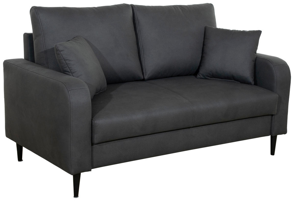 2-SITZER-SOFA Lederlook Grau  - Schwarz/Grau, KONVENTIONELL, Holz/Textil (164/96/86cm) - Carryhome