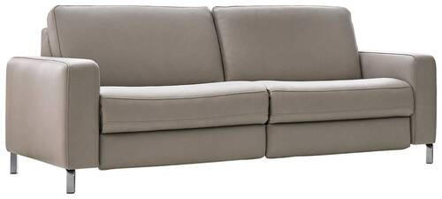 3-SITZER-SOFA in Echtleder Grau  - Chromfarben/Grau, Natur, Leder/Metall (218/85/95cm) - Valdera