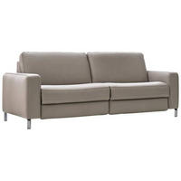 3-SITZER-SOFA in Echtleder Grau  - Chromfarben/Grau, Natur, Leder/Metall (218/85/95cm) - Valdera