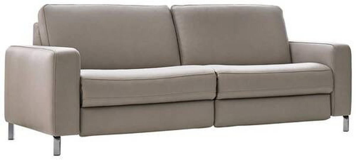3-SITZER-SOFA in Echtleder Grau  - Chromfarben/Grau, Natur, Leder/Metall (218/85/95cm) - Valdera