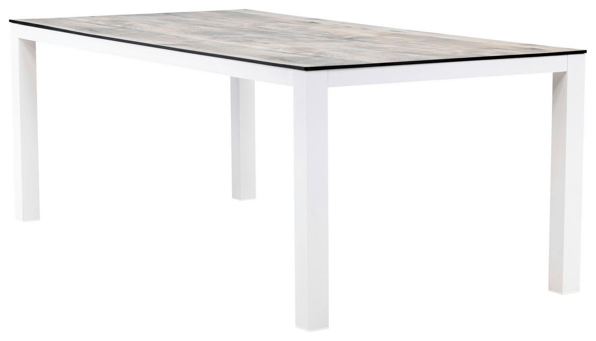 UTEBORD metall, plast rektangulär  - vit/grå, Klassisk, metall/plast (205/100/75cm) - Gardenson