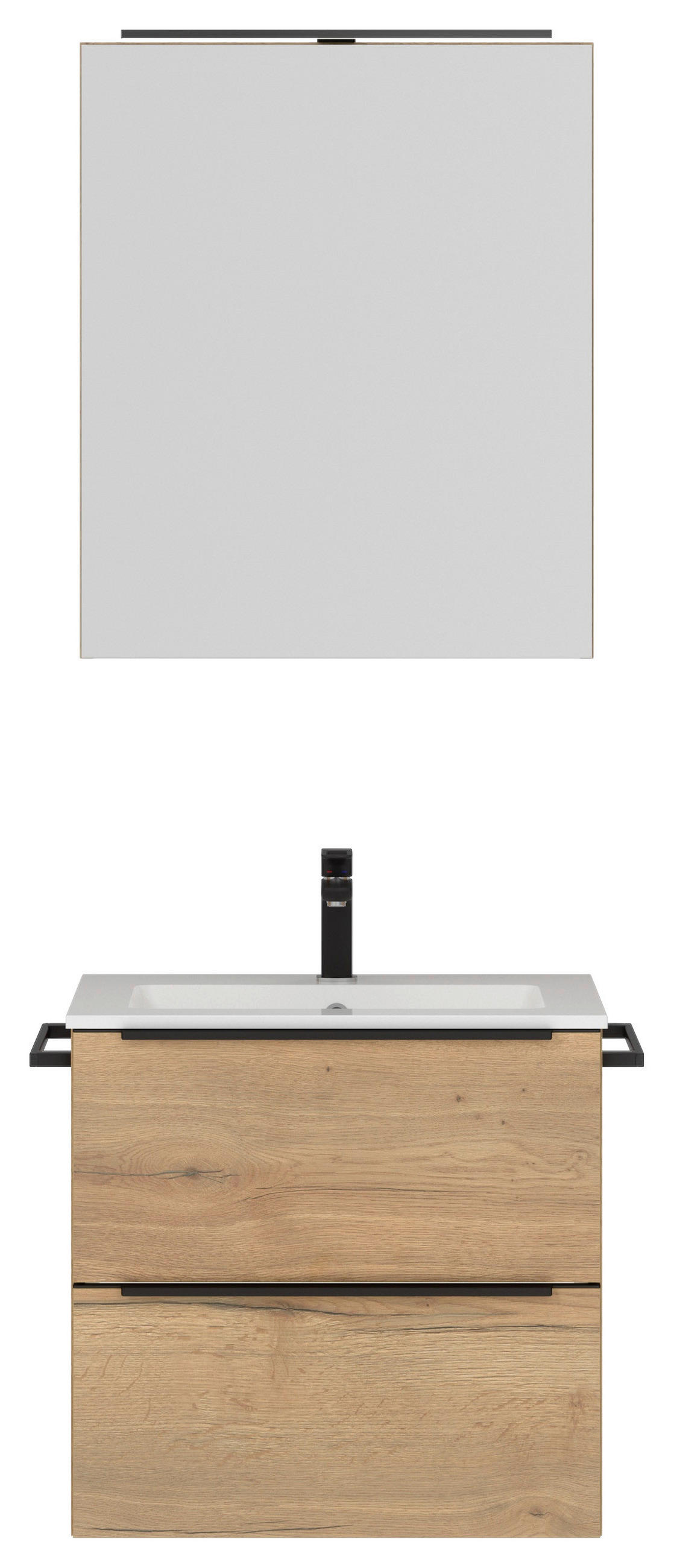 BADEZIMMER  in 61 cm  - Eichefarben/Schwarz, MODERN, Holzwerkstoff/Stein (61cm) - Nobilia