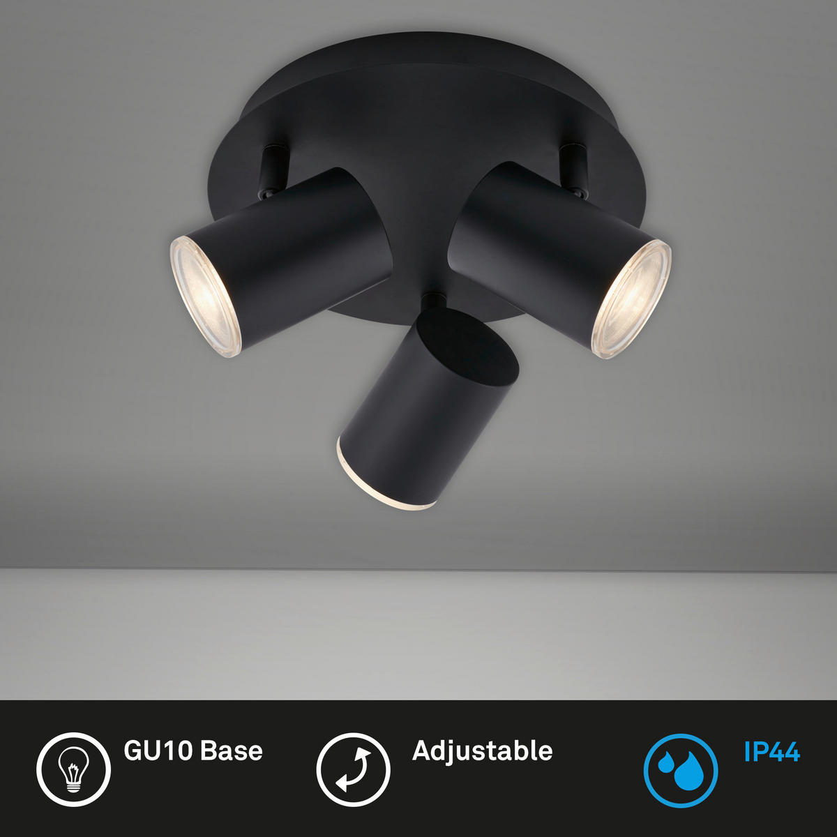 BADEZIMMER-DECKENLEUCHTE 21/11,2 cm   - Schwarz, Design, Kunststoff/Metall (21/11,2cm) - Briloner