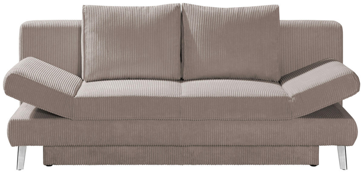 SCHLAFSOFA in Cord Beige  - Chromfarben/Beige, Design, Textil/Metall (200/85/90cm) - Xora