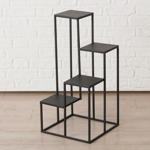 BLUMENTREPPE  - Schwarz, Basics, Metall (34/34/68cm) - Boltze Home