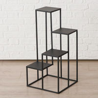 BLUMENTREPPE  - Schwarz, Basics, Metall (34/34/68cm) - Boltze Home