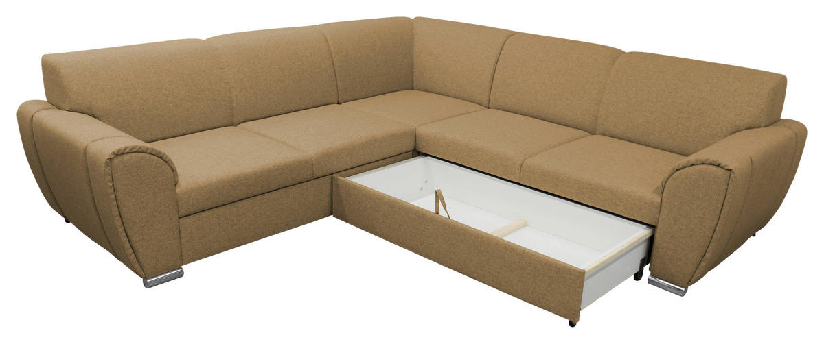 ECKSOFA in Flachgewebe Gelb  266/266 cm  - Gelb/Silberfarben, Design, Kunststoff/Textil (266/266cm) - Livetastic