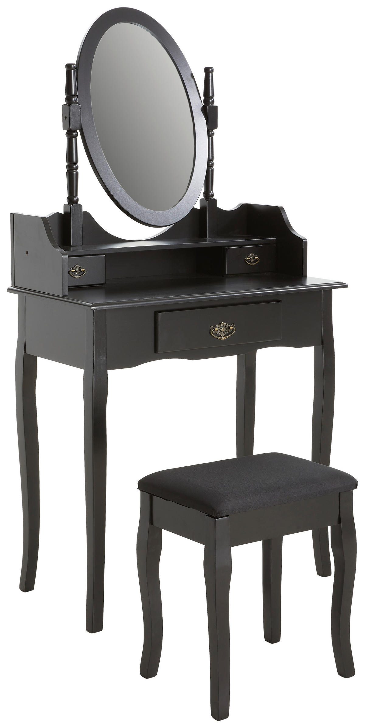 SCHMINKTISCH massiv Schwarz  - Schwarz/Bronzefarben, Trend, Glas/Holz (76/146/40cm) - Landscape