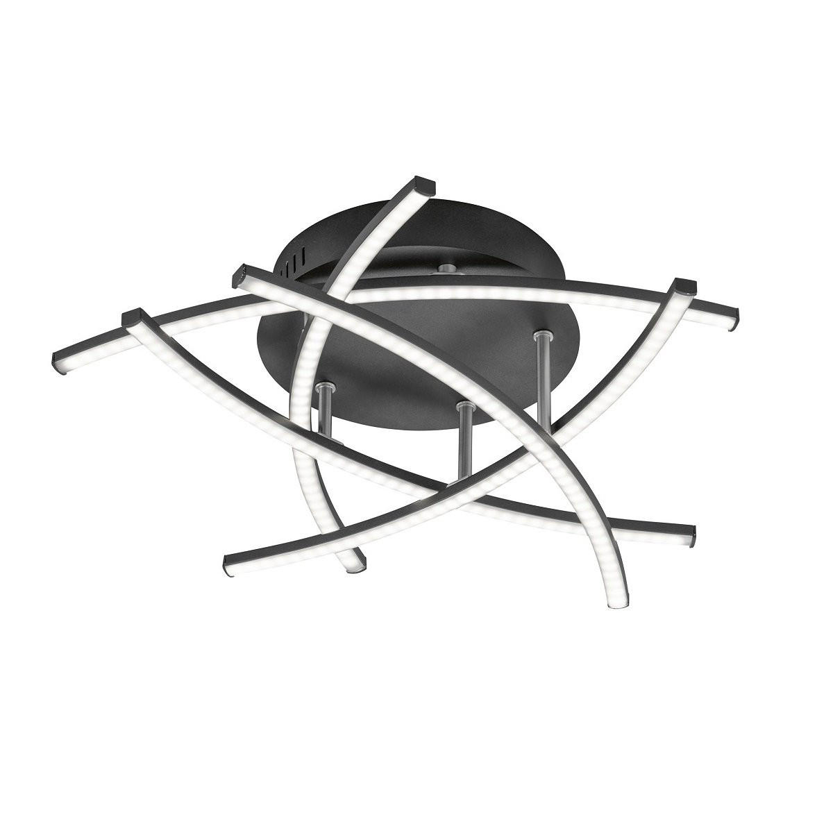LED-DECKENLEUCHTE Cross TW 50 cm  - Schwarz/Nickelfarben, Design, Metall (50cm) - Fischer & Honsel