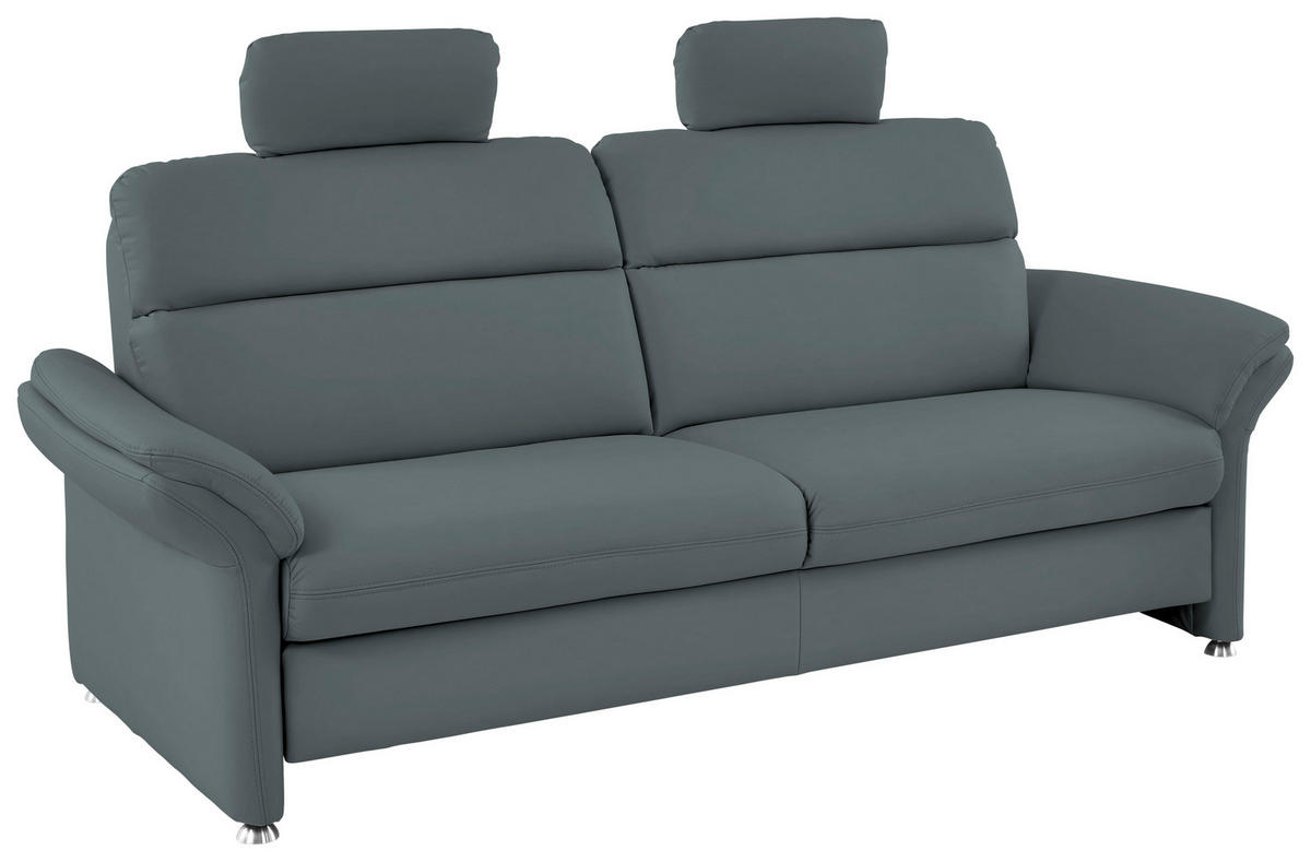 3-SITZER-SOFA in Echtleder Blau, Grau  - Blau/Alufarben, KONVENTIONELL, Leder/Metall (228/96/92cm) - Beldomo Premium