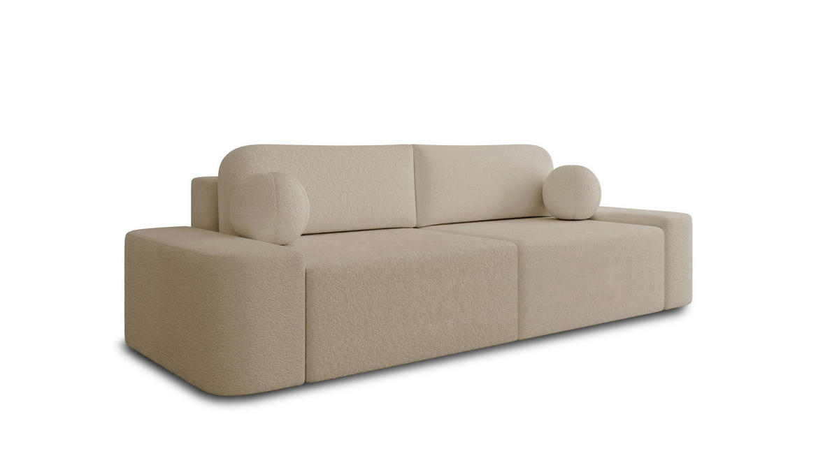 SCHLAFSOFA Bouclé Sandfarben  - Sandfarben/Schwarz, Design, Kunststoff/Textil (268/85/110cm) - MID.YOU