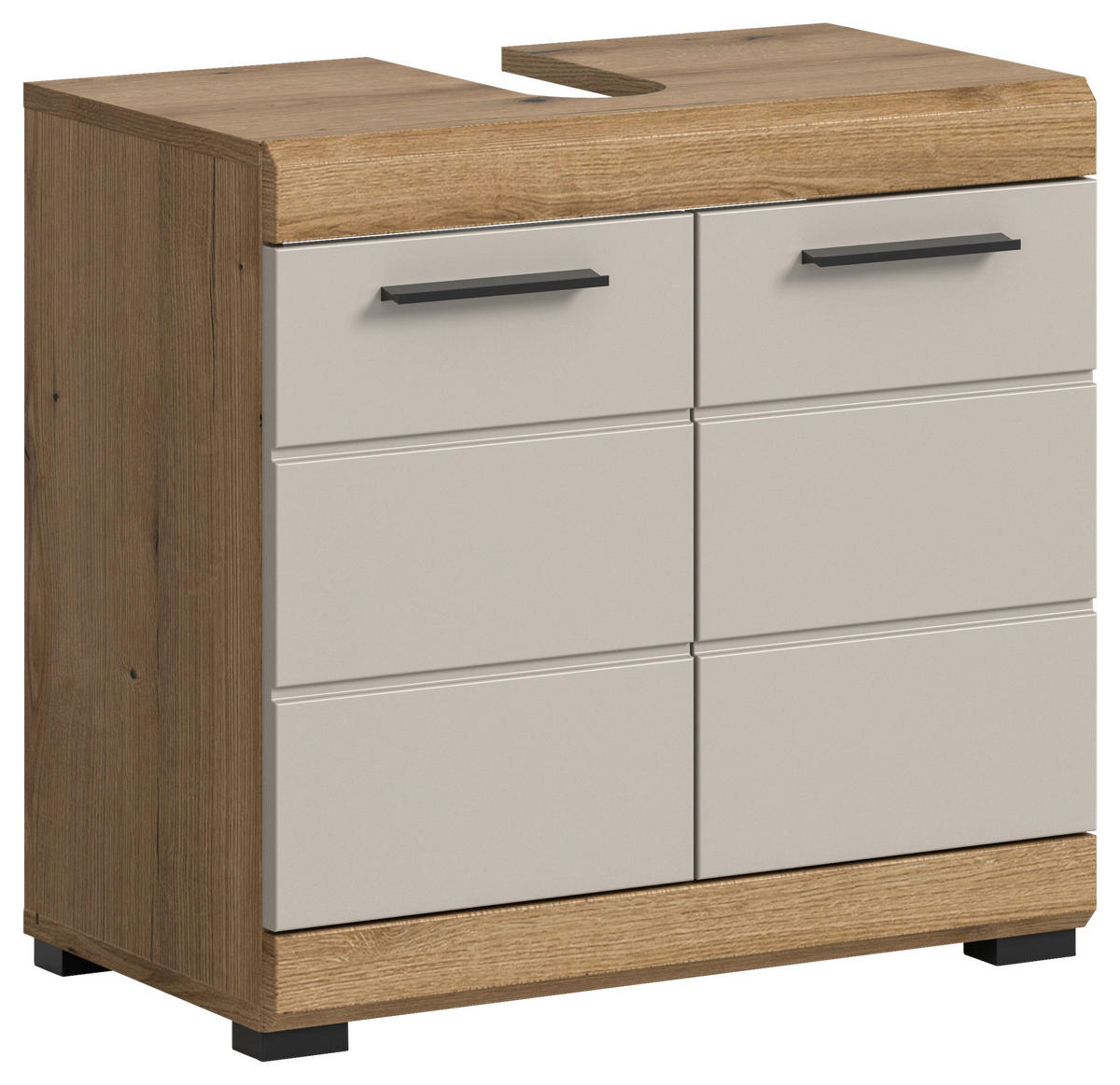 WASCHBECKENUNTERSCHRANK 60/56/34 cm  - Kaschmir/Schwarz, MODERN, Holzwerkstoff/Kunststoff (60/56/34cm) - MID.YOU