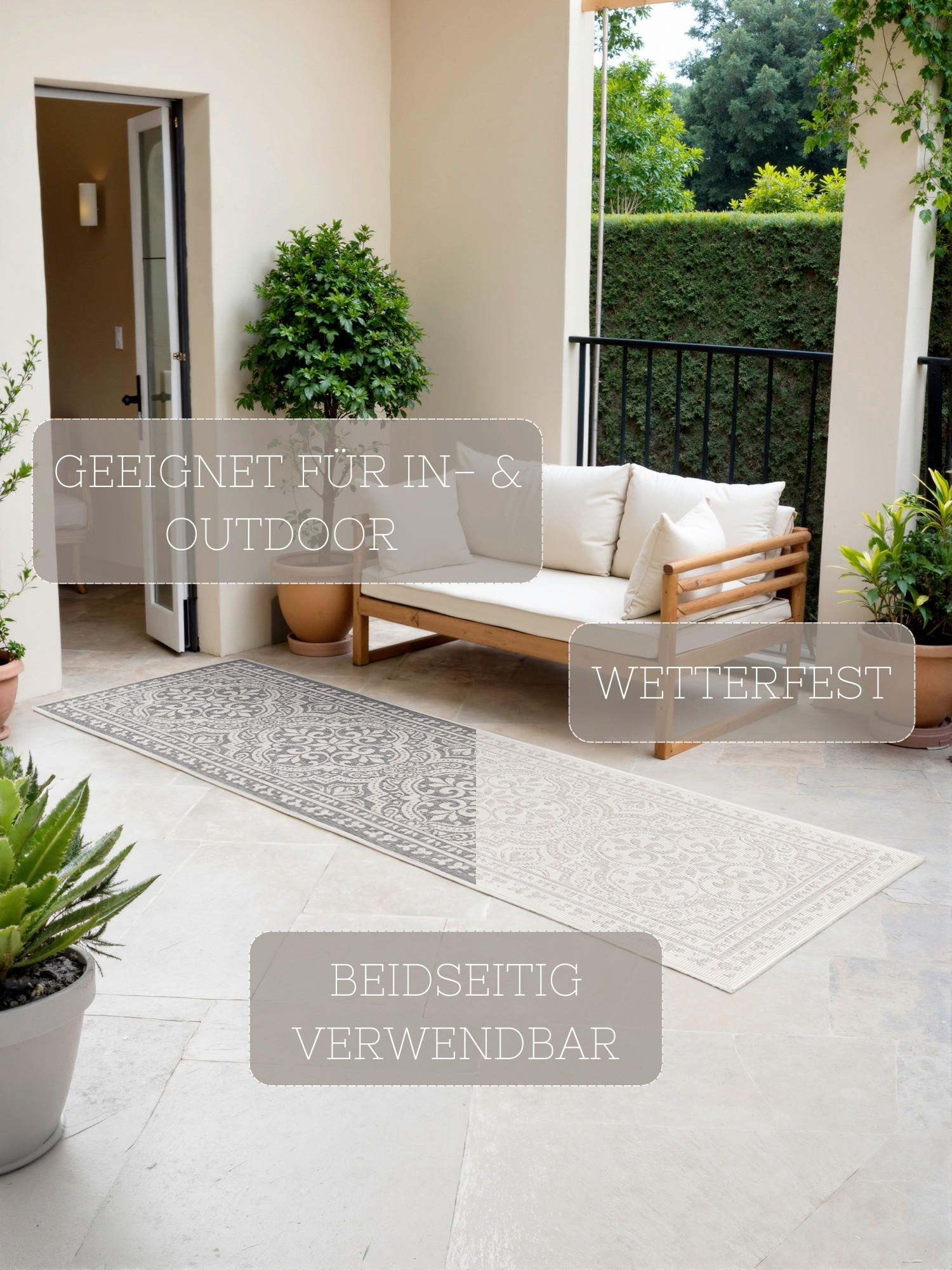 LÄUFER 80/250 cm Duet  - Weiß/Grau, Design, Kunststoff (80/250cm)