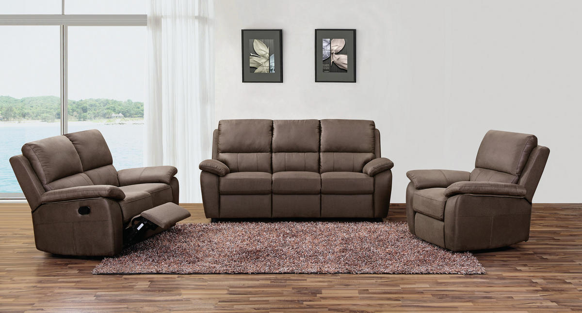 Sitzgarnitur inkl. Funktionen Flachgewebe Braun  - Braun, KONVENTIONELL, Kunststoff/Textil (198/149/94/95/99cm) - Xora