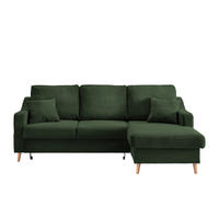 ECKSOFA Dunkelgrün Cord  - Dunkelgrün/Naturfarben, Design, Holz/Textil (228/150cm) - P & B