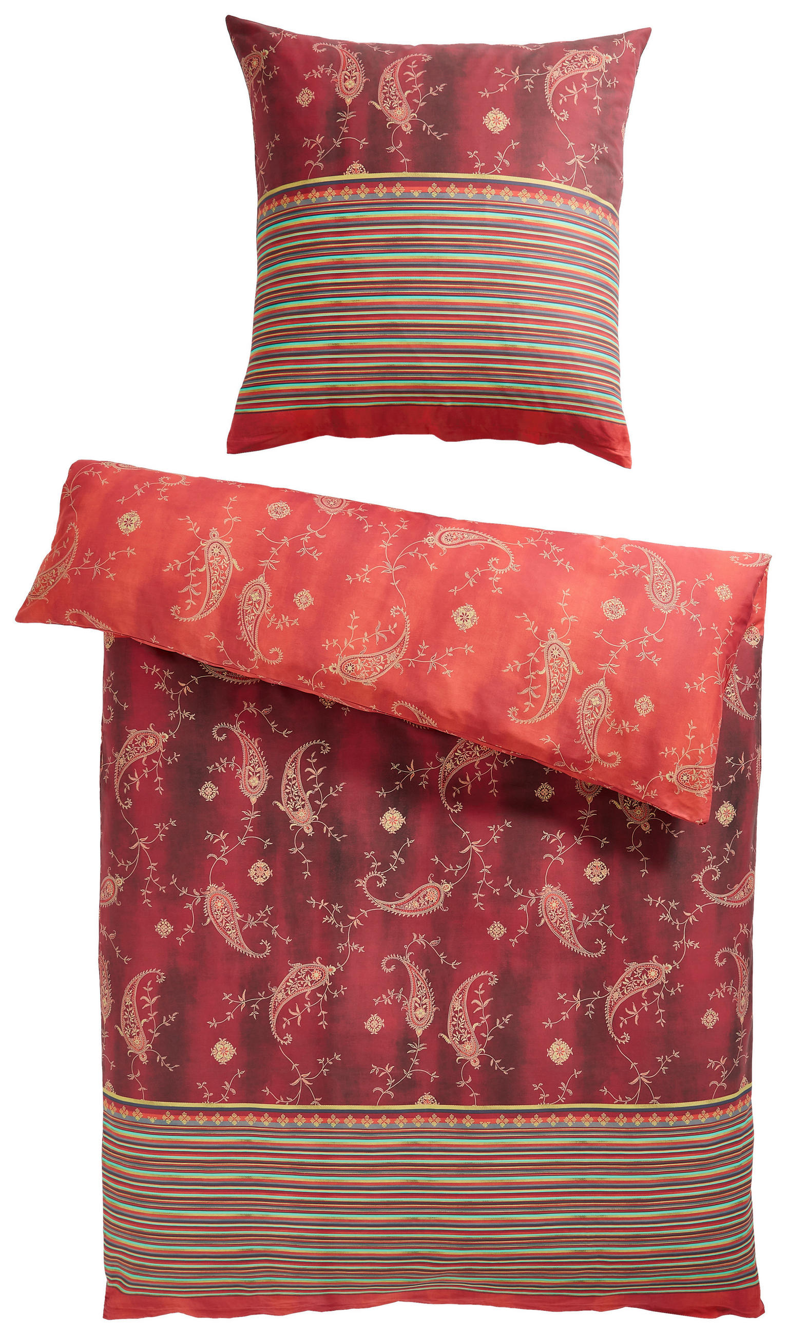 WENDEBETTWÄSCHE Bibi R1 Makosatin 135/200 cm  - Dunkelorange/Dunkelrot, LIFESTYLE, Textil (135/200cm) - Bassetti