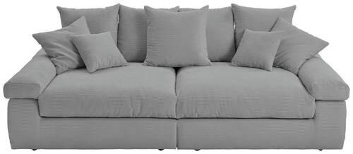 BIGSOFA Cord Hellgrau  - Hellgrau/Schwarz, Design, Kunststoff/Textil (260/90/140cm) - Ambia Home