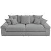 BIGSOFA Cord Hellgrau  - Hellgrau/Schwarz, Design, Kunststoff/Textil (260/90/140cm) - Ambia Home