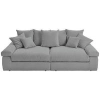 BIGSOFA Cord Hellgrau  - Hellgrau/Schwarz, Design, Kunststoff/Textil (260/90/140cm) - Ambia Home