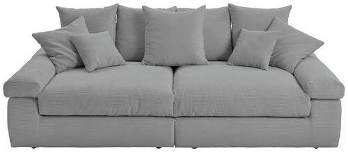 BIGSOFA Cord Hellgrau  - Hellgrau/Schwarz, Design, Kunststoff/Textil (260/90/140cm) - Ambia Home