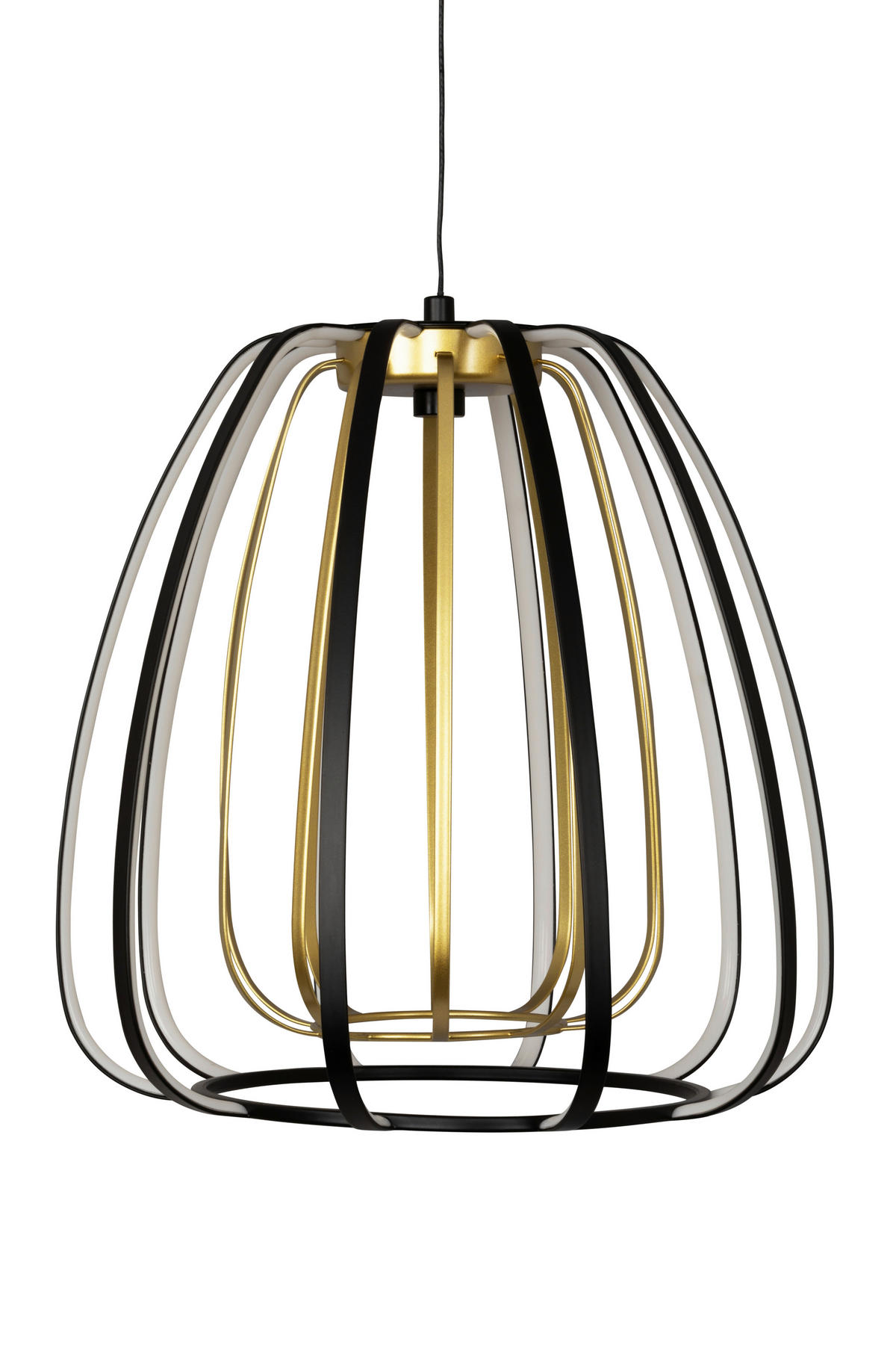 LED-HÄNGLAMPA Ontario 30/150 cm  - svart/guldfärgad, Design, metall/plast (30/150cm) - Novel