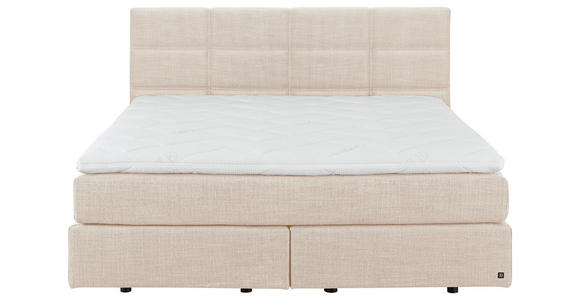 BOXSPRINGBETT 160/200 cm,  in Creme, Topper, Matratzen, H2 + H2 = mittel  - Creme/Schwarz, Design, Kunststoff/Textil (160/200cm) - Dieter Knoll